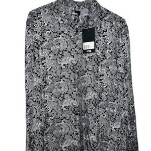 The Kooples Lace Paisley Print Button Down Shirt, Size Medium Long Sleeves NWT